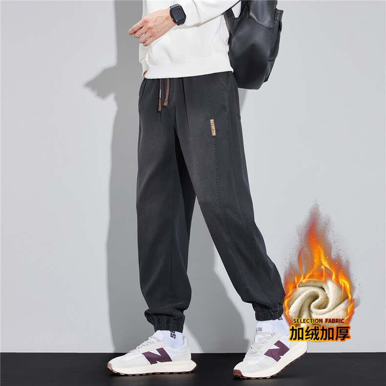 加厚牛仔裤男士束脚裤2025冬季新款宽松保暖男裤J667-P45/加绒P55,男装牛仔裤,星座509