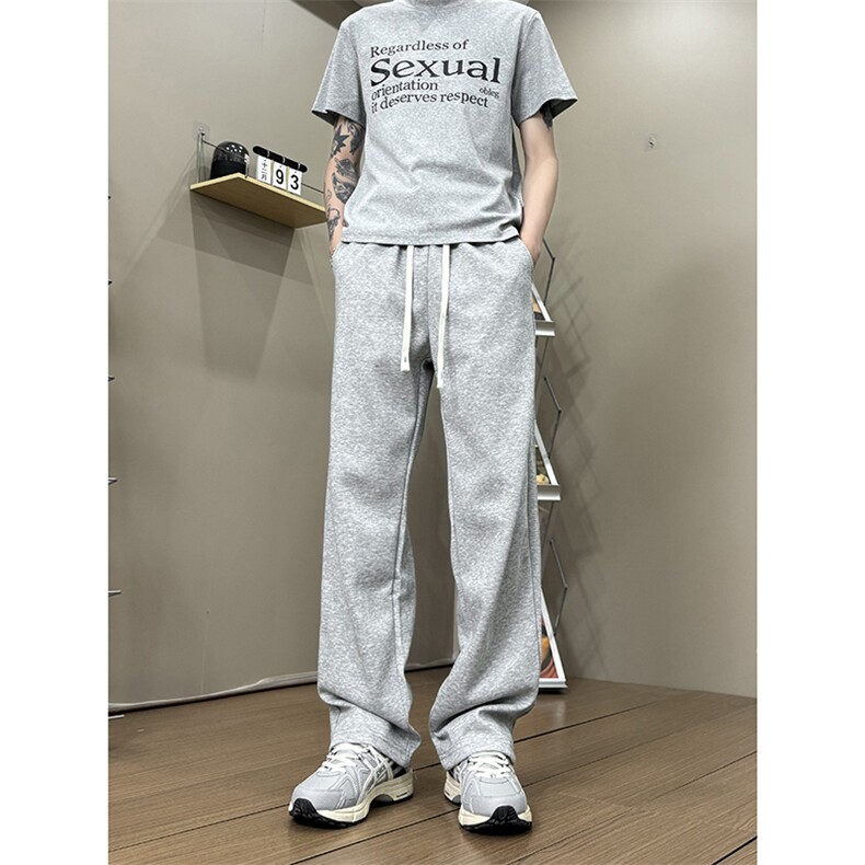 K10033-P35潮牌卫裤男2025新款百搭褶皱宽松直筒休闲长裤,男装休闲裤,电商A178