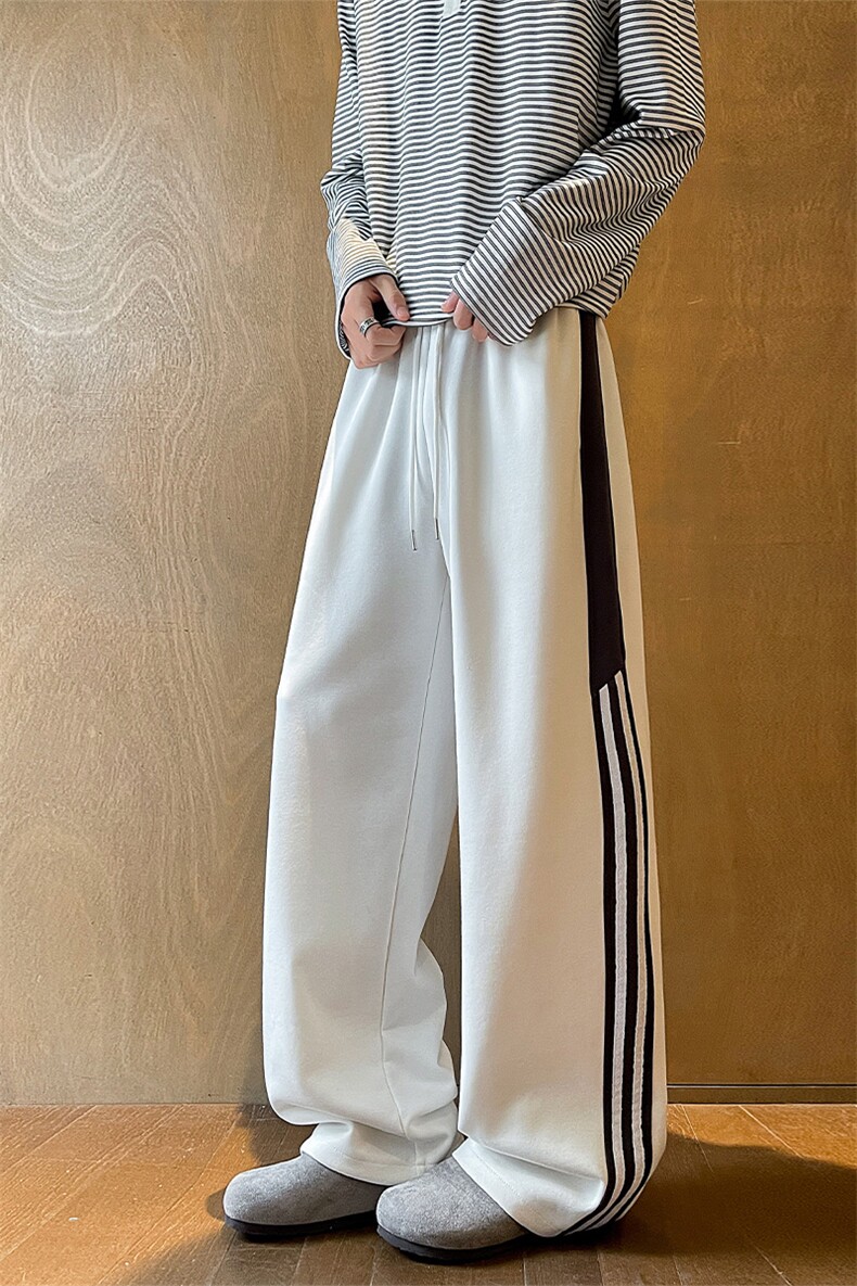 春秋美式复古条纹运动百搭卫裤男款宽松直筒休闲显瘦裤子特批48,男装休闲裤,电商B319