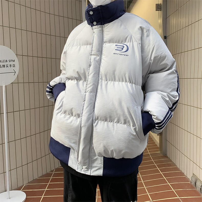 棉衣男韩版潮流拼色高街帅冬季保暖2024新款ins棉服外套MF174-P97,男装棉衣,星座412-3