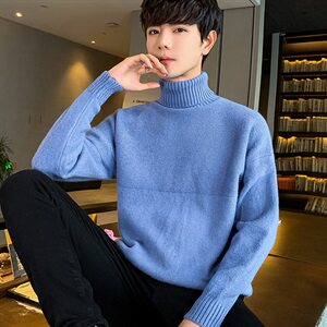 Tim-MY716男士毛衣韩版高领长袖打底男装线衣宽松针织衫外套图片