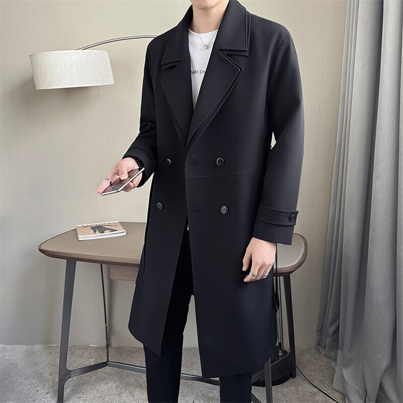 店主风~春季假两件韩版过膝长款风衣外套K699/P128，男装风衣，电商B331