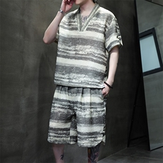 2026春季新款风男装新中式盘扣休闲套装短袖+短裤A96-P85，男装牛仔裤，电商B277(原6028)