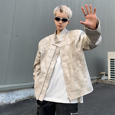 JK8813-P88美式小众高级感立领机车垫肩皮衣夹克，男装夹克，星座1503