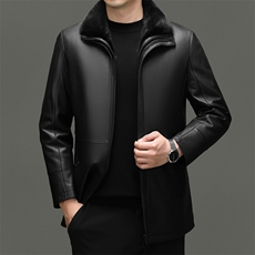 BG-H81003海宁山羊皮真皮皮衣男可脱卸水貂内胆皮夹克外套男装，男装夹克，电商B360A（原721A）