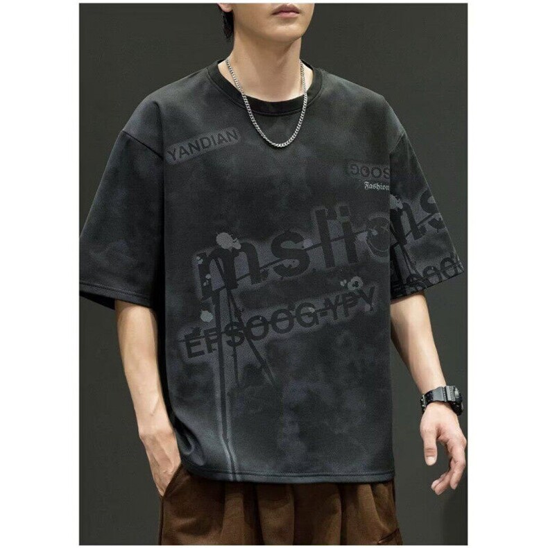 自家图现货夏季新款大码扎染不规则满印宽松休闲T恤JXR8856-P35,男装T恤,星座715-7