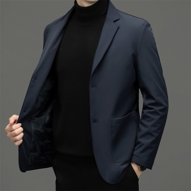 2023年冬季新款男装西装领商务休闲羽绒服中年保暖加厚短款外套,男装羽绒服,电商B212（原钱塘6029）