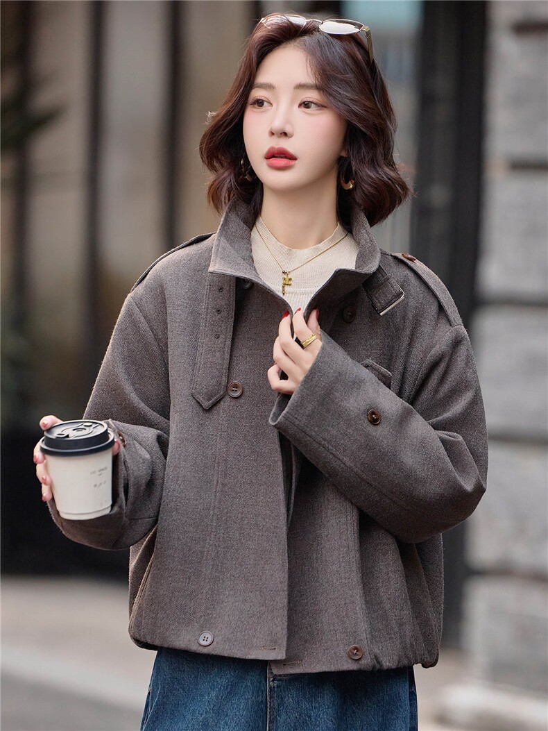 夹棉加厚复古大衣女宽松显瘦百搭年轻2025秋冬款时尚保暖外套,女装棉衣/棉服,靓衣阁