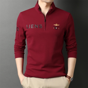 QLM55159男式秋季服装新款长袖T恤青年立领四季打底体恤P66