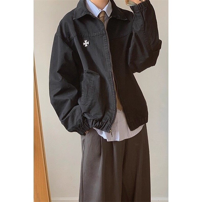 新款做旧水洗工装夹克男女春秋美式休闲翻领外套情侣FJK810,男装夹克,星座208-5