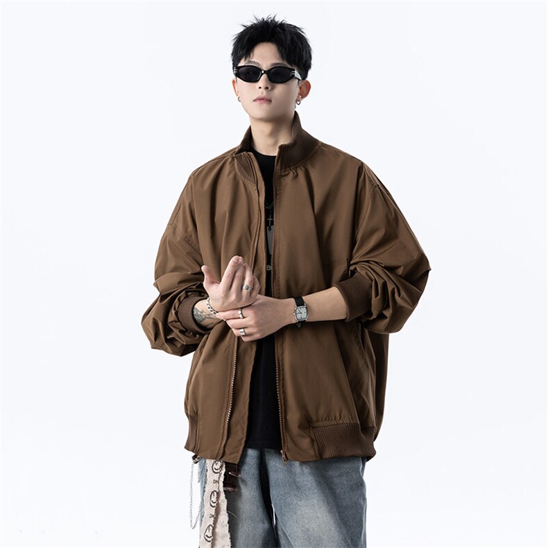 港风日系复古设计感拼接高领开衫夹克外套XZ213-JK4000-P60控88,男装夹克,星座213