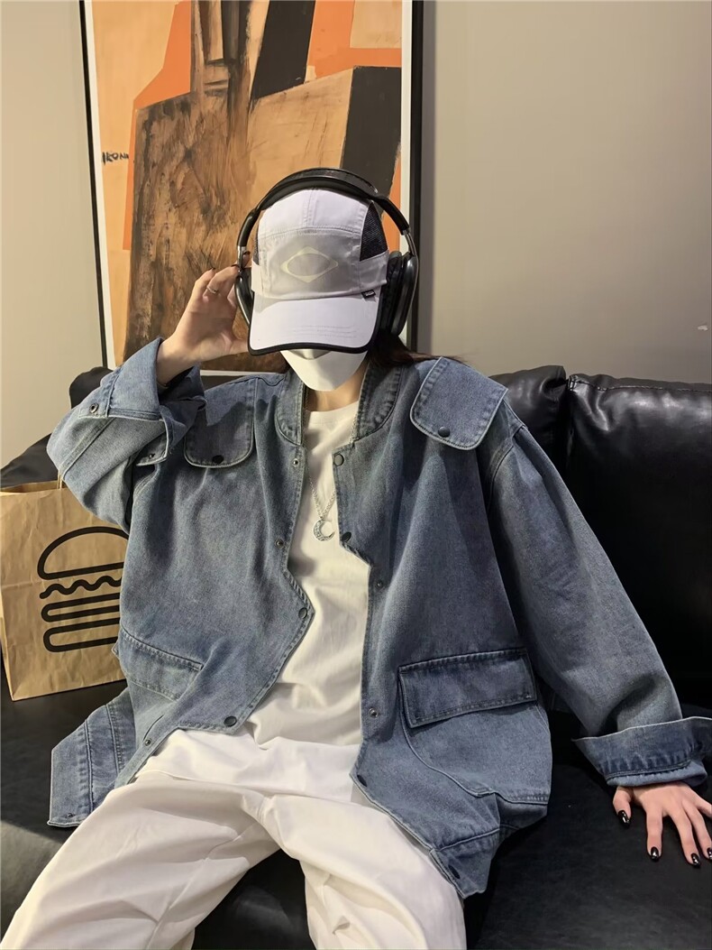 复古排扣秋新款港味牛仔不规则外套XJ01P85,男装夹克,星座1116-2