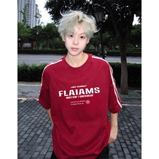 抖音得物高品质二开240克宽松纯棉美式潮牌三条杠织带短袖T恤，男装T恤，电商A486-1