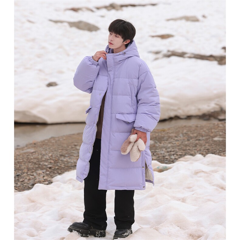 90%绒长款羽绒服D5566-TP245348加厚连帽保暖开叉羽绒外套,男装羽绒服,电商A102