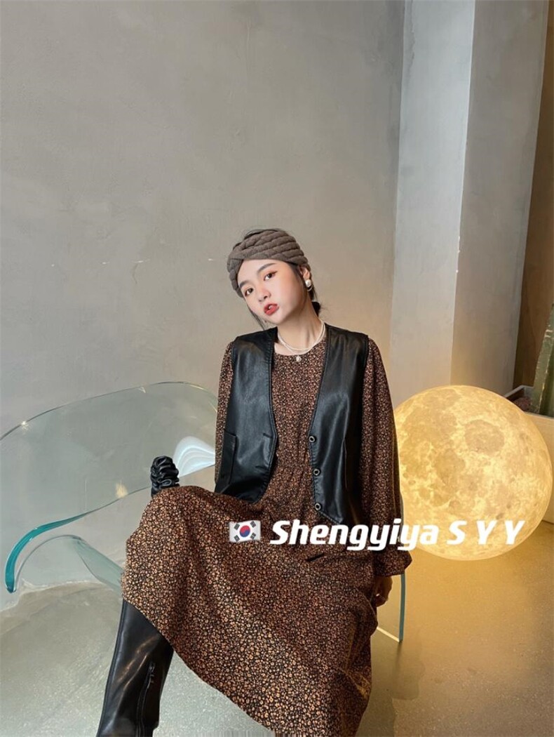 披马甲两件套连衣裙，女装马夹，6·9衣社