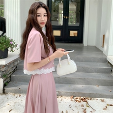 今日新品/数据款粉色连衣裙套装两件套2C323-11132-P155-K218，女装套装/套裙，2C323