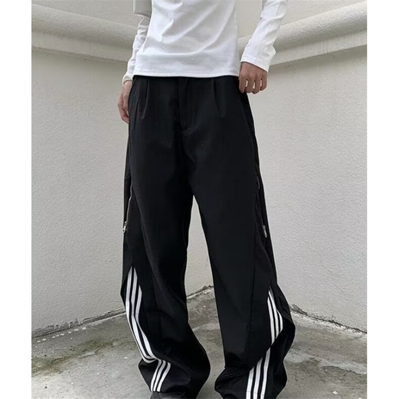 条纹拼接休闲西裤女2025新款cleanfit高街宽松百搭裤子KX91，男装西裤，星座1116A（原606A-3）