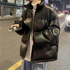 PU皮棉服冬季宽松港风棉衣立领冬装棉袄PM01-P115限158抖音控178图片