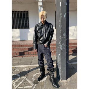 美式复古短款拉链皮衣外套cleanfit飞行员机车夹克男JK9805-P90图片