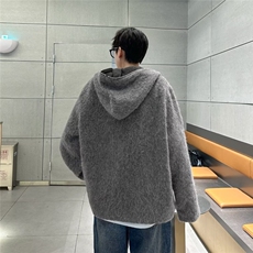 青少年美式复古拉链开衫外套男女新款2024秋冬休闲带帽针织衫8153，男装针织衫/毛衣，星座506