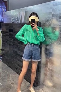 夏季新款V领洋气条纹防晒衣图片