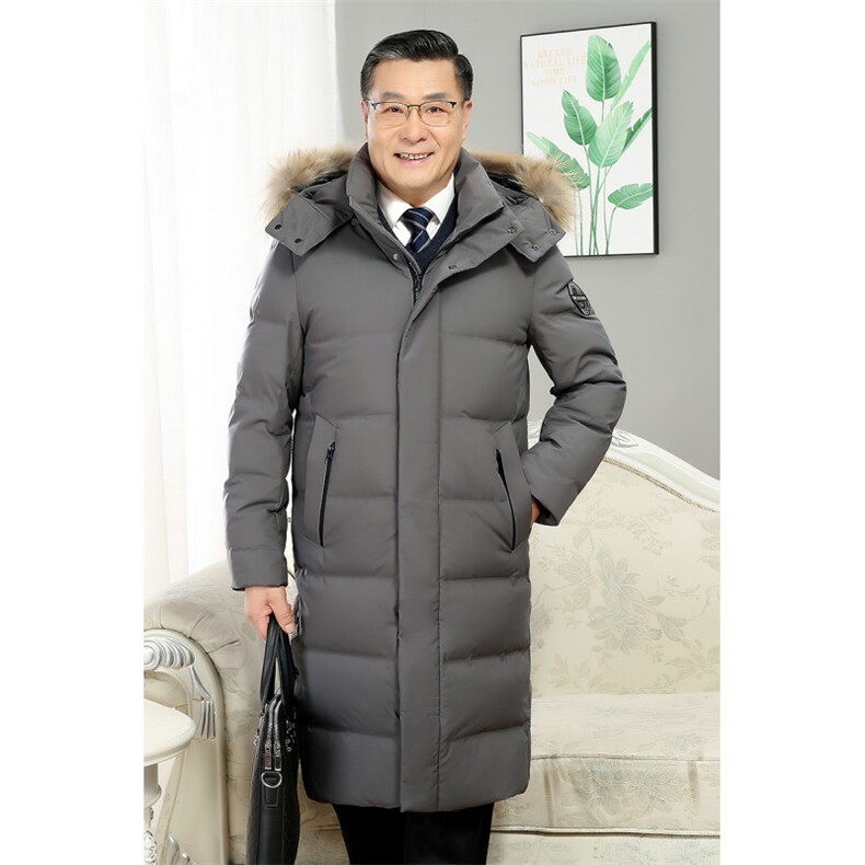 跑量大货中长款连帽鸭绒中老年羽绒服保暖纯色加厚上衣377p180,男装羽绒服,星座1602B（原101B-1）