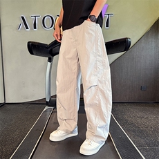 K20515-P68夏季激光打孔网眼透气速干裤子男潮流宽松直筒弯刀裤，男装休闲裤，电商A368