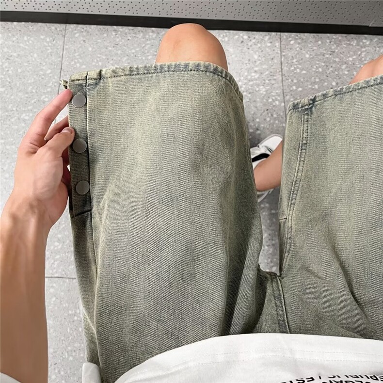 牛仔短裤酷夏季港风潮牌宽松直筒百搭外穿潮流青春短裤男NK11P38,男装牛仔裤,星座410-2