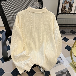 oversize300斤翻领卫衣男加肥加大上衣polo衫春秋大码肌理感宽松图片
