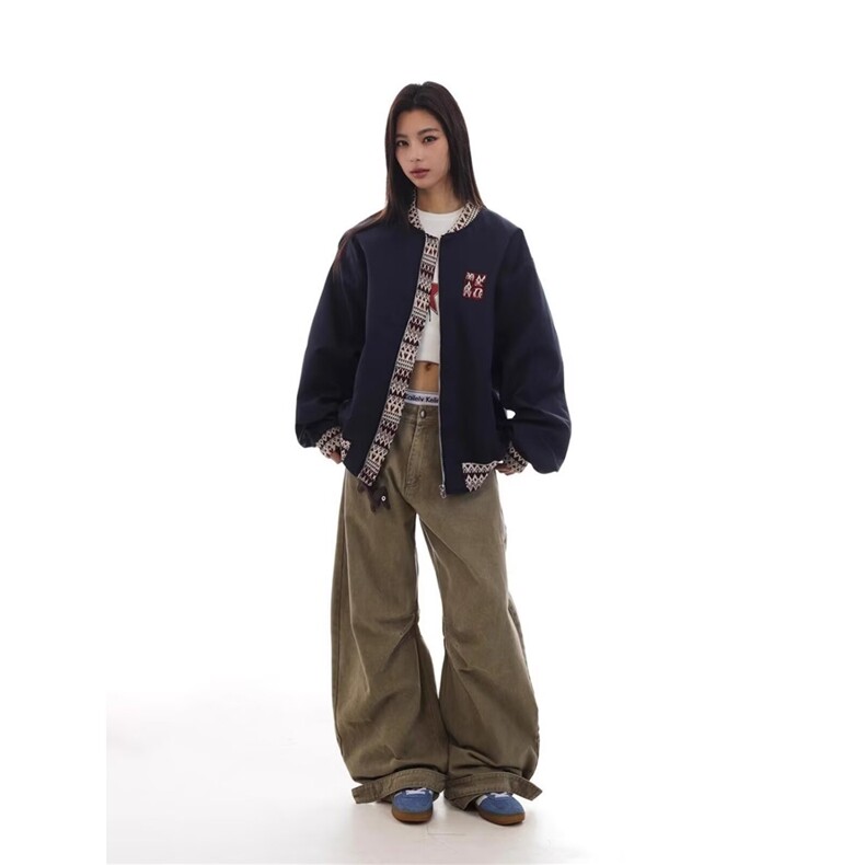 XZ283-P68春季2025年新款美式复古设计感夹克女民族风提花短款,男装T恤,电商B323A