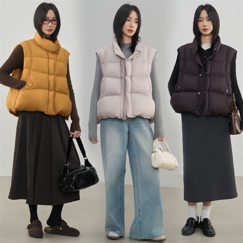 现货2025年冬季新款休闲宽松羽绒马甲女90绒图片