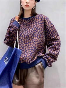 秋装新款休闲宽松复古花卫衣,女装卫衣/绒衫,那简