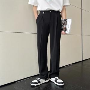 轻熟风高级感宽松直筒竖条纹肌理感男士韩版休闲裤KZ48/P88控138图片