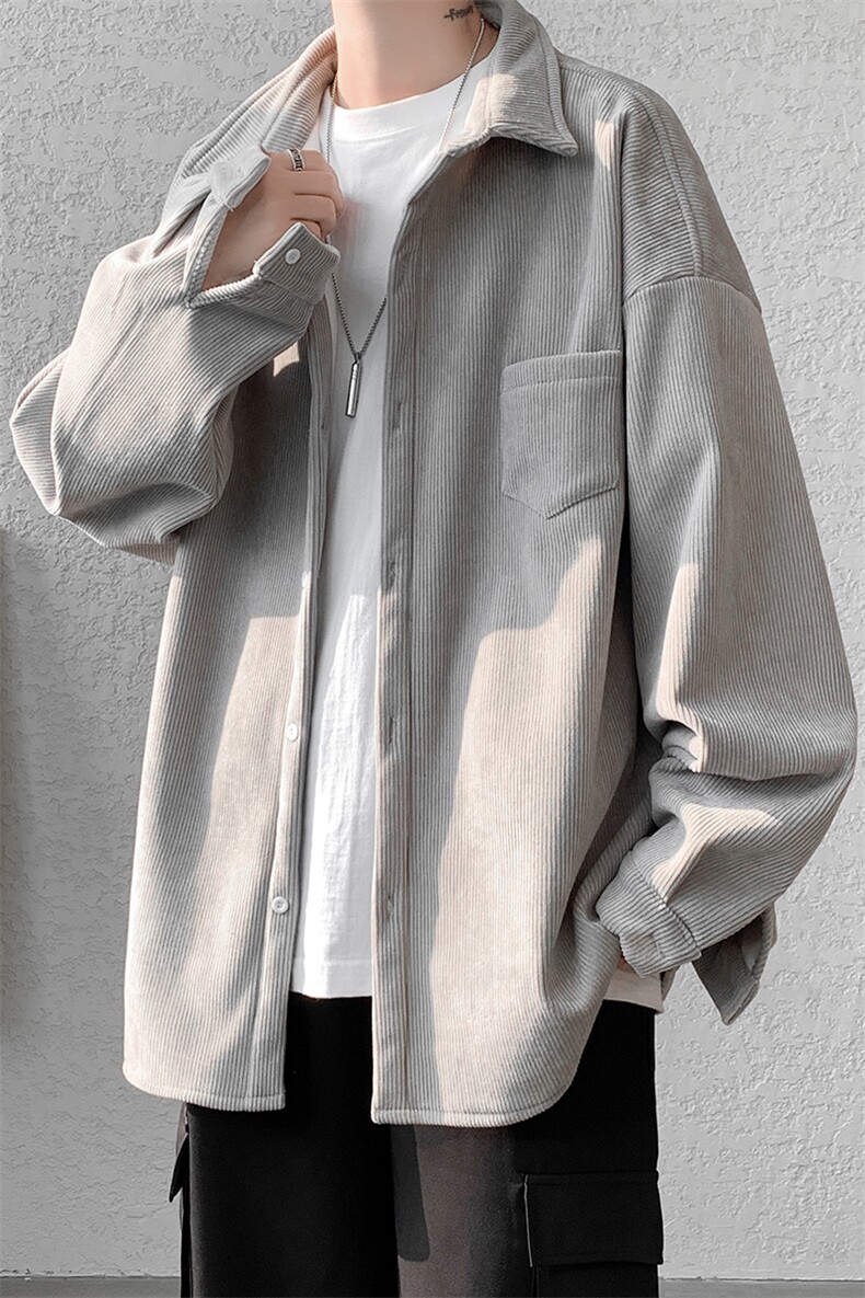 8XL-M灯芯绒加厚加绒长袖衬衫男加肥加大码衬衫外套CS501P65控78,男装衬衫,电商D206-1