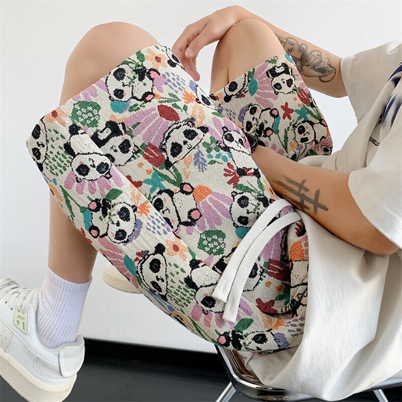 夏季新款大码休闲裤男熊猫刺绣短裤五分裤子217-2-K206-特P35，男装牛仔裤，星座217-2