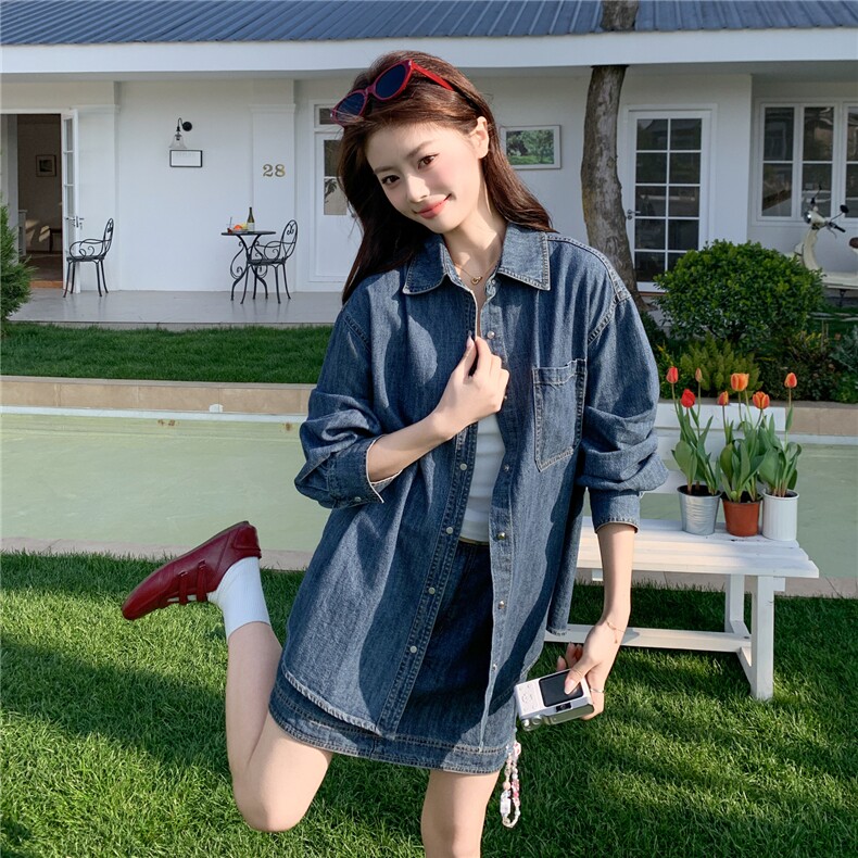 主推现货！2026春夏复古牛仔休闲套装-配腰带P185-K275，女装牛仔外套，网红馆