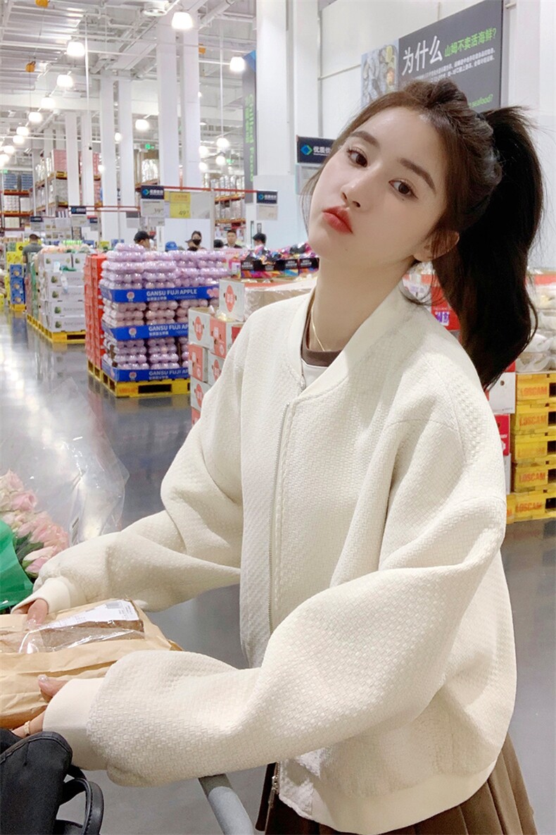 现货韩版宽松休闲百搭棒球服外套女春款2D075-(P135-K185),女装短外套,2D075