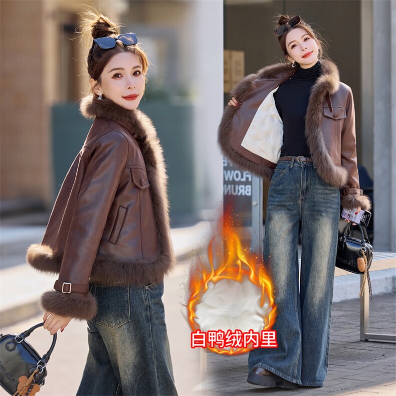 小香风羽绒服女2025冬季新款气质高品质超好看皮衣皮草加绒短外套，女装皮草，雅静靓衣