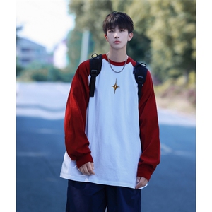 港风插肩袖设计卫衣男大码休闲印花花纹卫衣男WY77082P35控48图片