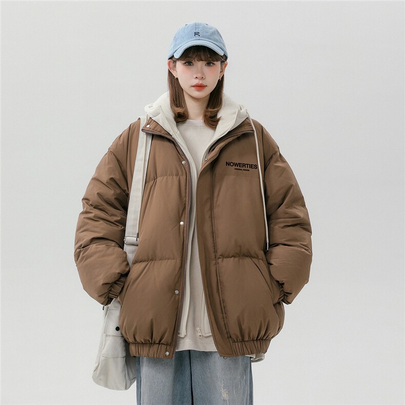 中性风休闲连帽字母印花宽松假两件棉服A268-MY475特批115控168,男装棉衣,电商A268