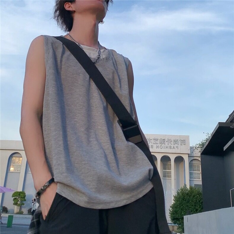 罗克心假两件T恤男女韩版潮流帅气2026夏季ins宽松背心ST467-P28，男装背心/马甲，星座412-3