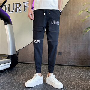 社会小伙裤子男士休闲裤修身小脚裤夏季束脚九分裤八分热裤 控68图片