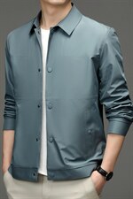 2023春季新款中年男士时尚纯色翻领休闲高端夹克外套宽松百搭男装，男装夹克，电商B212（原钱塘6029）