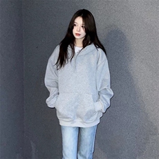 抖音得物高品质二开25秋冬美式重磅宽松纯色连帽拉链高领卫衣W65，男装卫衣，电商A486