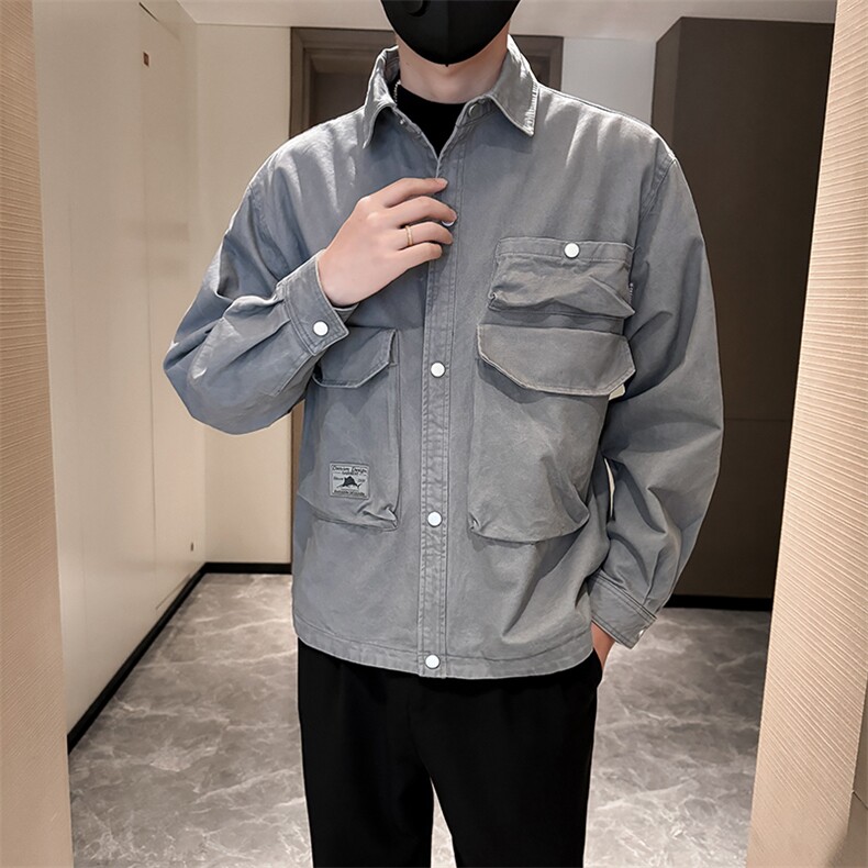 新款男士休闲翻领棉布工装日系外套夹克JK1807-P125,男装夹克,星座304B