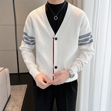 秋冬季tb针织开衫毛衣薄时尚外套加大码条纹修身休闲男女S564，男装针织衫/毛衣，星座1116A-2（原606A-1）