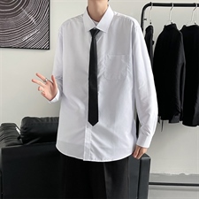 白色长袖衬衫男士韩版学院风衬衣休闲潮流上衣服寸衫潮C021-P30，男装衬衫，星座1008-1