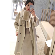 赫本风毛呢外套中长款2021年冬季新款森系宽松斗篷大衣女呢子大衣，女装毛呢外套，红依娜