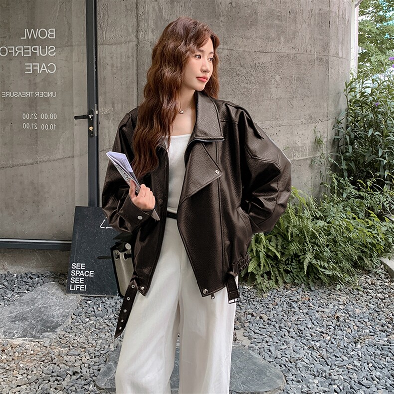 又酷又飒黑色皮衣外套女春秋2025新款小个子流行爆款巨好看PU夹克,女装皮衣,2C256