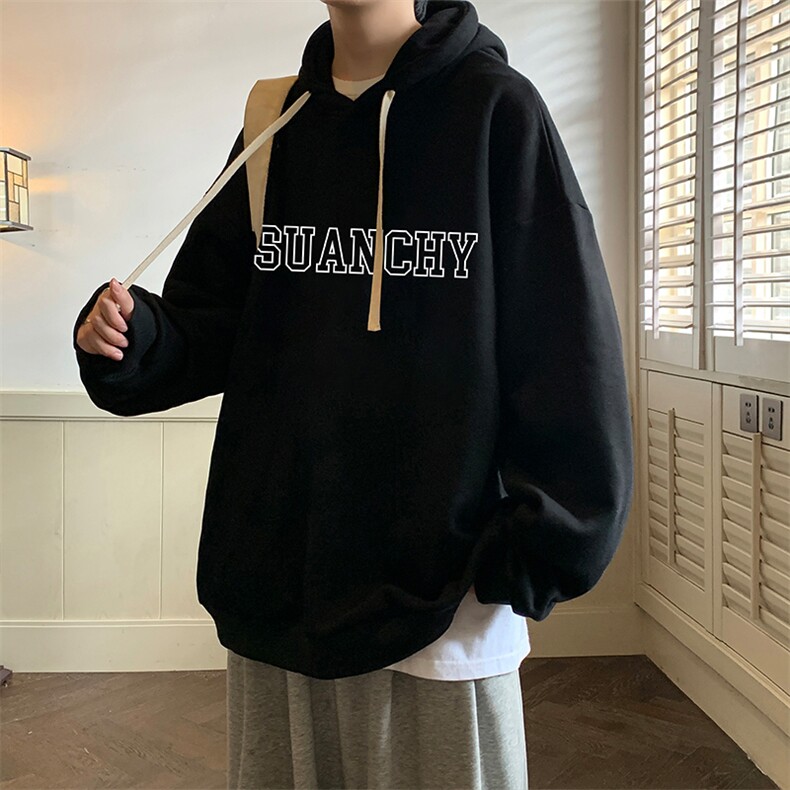 纯棉连帽卫衣男大码运动帽衫宽松薄WY2229-P35加绒款-P40,男装卫衣,电商A040